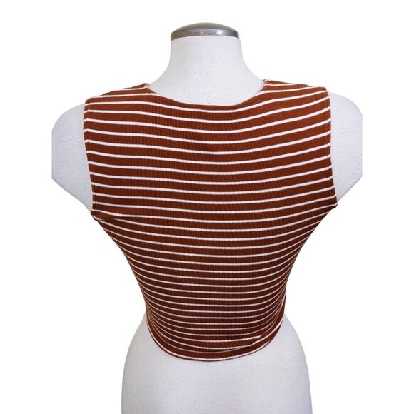RVCA Lineage Striped Womens Crop Top Shirt Size S Summer Beach Orange Stretch - Picture 3 of 7